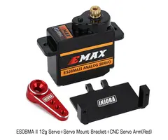 INJORA ES08MA-M-RD - INJORA EMax ES08MA II Analog Metal Gear Servo with Mount & Red Aluminum Horn for 1/24 SCX24