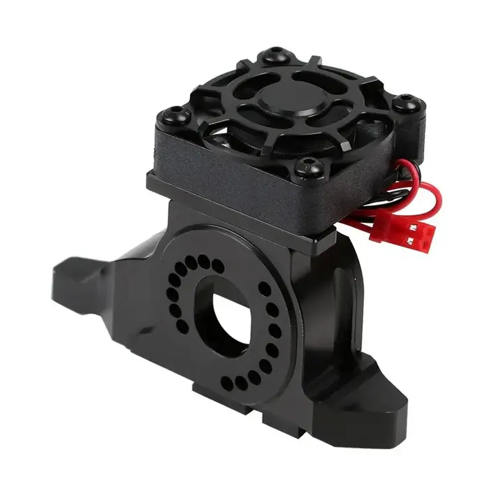 INJORA CRAW18339_BK - INJORA 1PCS Black Aluminum Motor Mount, Heat Sink with Cooling Fan for TRX-4 #8290