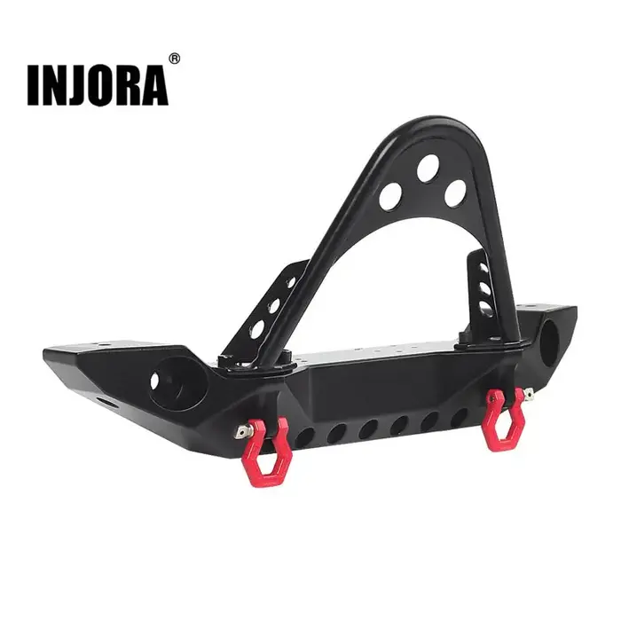 INJORA CRAW2017131 - INJORA Black Metal Front Bumper with Lights for TRX4 SCX10 & SCX10 II