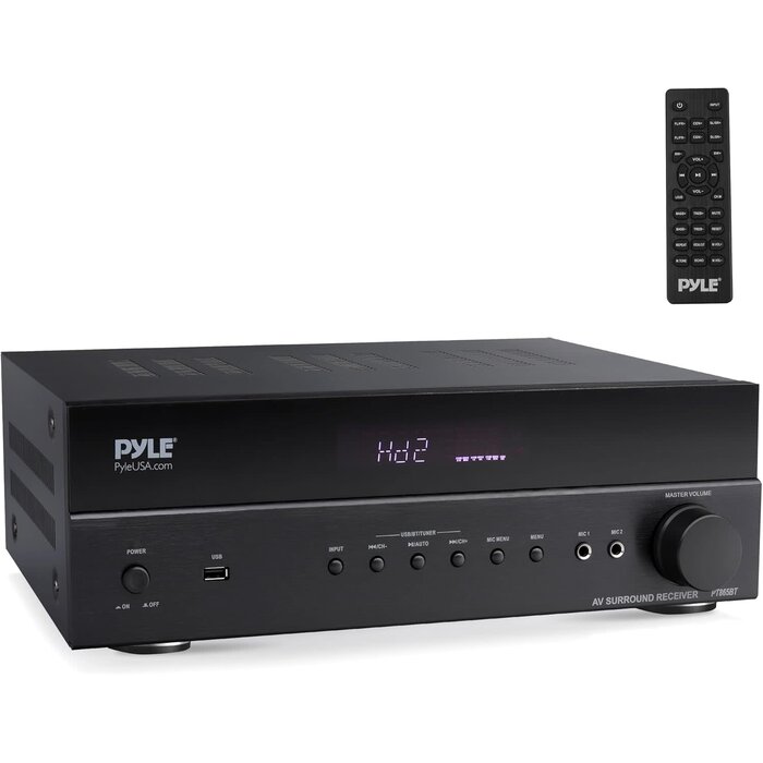 PT865BT - Pyle 5.2 Channel Hi-Fi Home Theater Receiver - 1000W MAX Wireless BT Surround Sound Stereo Amplifier System with 4k Ultra HD Support, MP3/USB/DAC, Ideal for Immersive Home Audio Experience