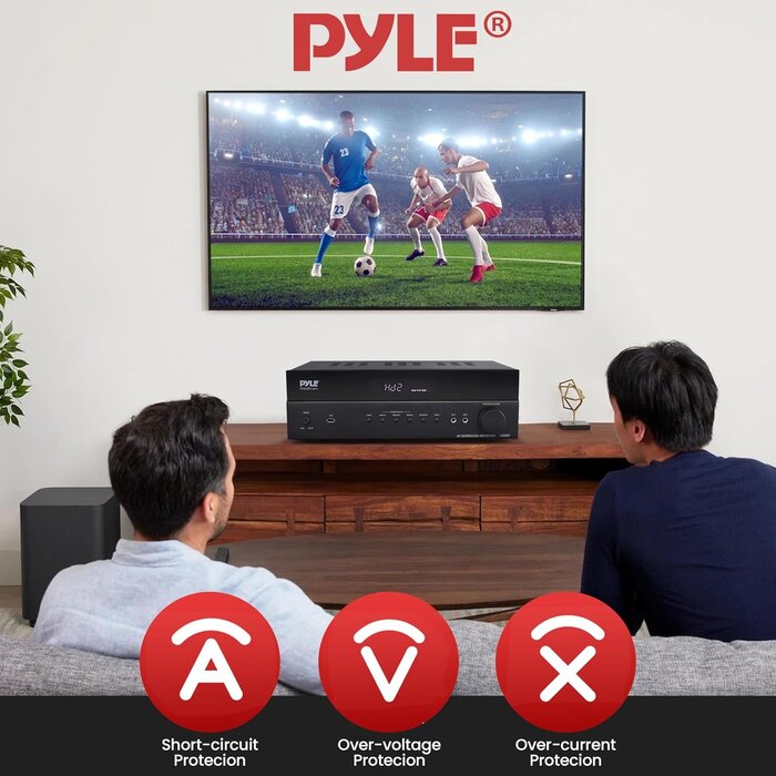 PT865BT - Pyle 5.2 Channel Hi-Fi Home Theater Receiver - 1000W MAX Wireless BT Surround Sound Stereo Amplifier System with 4k Ultra HD Support, MP3/USB/DAC, Ideal for Immersive Home Audio Experience