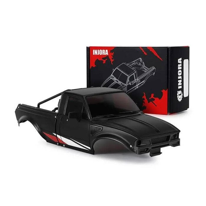INJORA IR60-BK - INJORA IR60 Pickup Hard Body with Bed Rack for 1/18 TRX4M Defender Bronco, Black