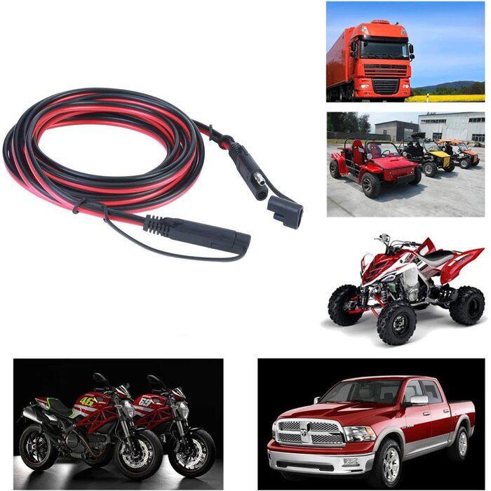 M/M-SLR-SCKT-4FT - Ovitar 4ft SAE Battery Charger Connector, 16AWG 2 Pin Bullet Quick Connect Disconnect Wire Harness for Solar Panel Battery Tender, Motorcycle, Cars, Tractor
