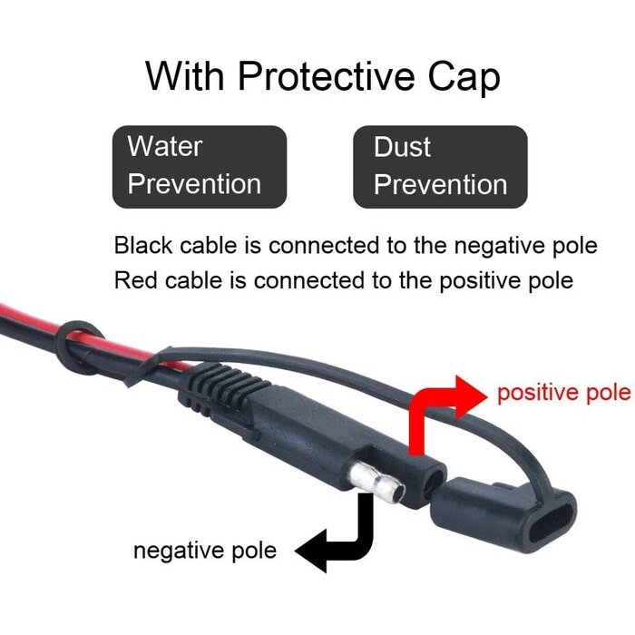 M/M-SLR-SCKT-4FT - Ovitar 4ft SAE Battery Charger Connector, 16AWG 2 Pin Bullet Quick Connect Disconnect Wire Harness for Solar Panel Battery Tender, Motorcycle, Cars, Tractor