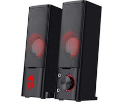 GS550 - Redragon PC Gaming Speakers, 2.0 Channel Desktop Computer Sound Bar with Compact Maneuverable Size, Headphone Jack, Quality Bass & Decent Red Backlit, USB Powered w/ 3.5mm Cable