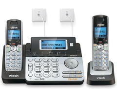 DS6151-2 - VTech 2-Line Expandable Cordless Phone System with 2 Handsets, Digital Answering System, Caller ID, DECT 6.0 - Home & Small Business (Black/Silver)