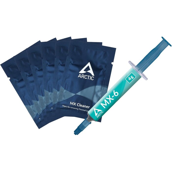 ARCTIC-MX-6 - ARCTIC MX-6 (4 g, incl. 6 MX Cleaner) - Ultimate Performance Thermal Paste for CPU, Consoles, Graphics Cards, laptops, Very high Thermal Conductivity, Long Durability, Non-Conductive