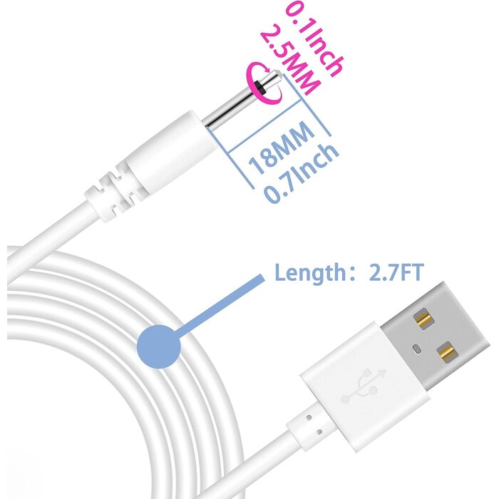 2.5MM-USB-A - Bicmice 2.7Ft USB-A to 2.5mm DC Charging Cable Fast Charger Replacement Cord