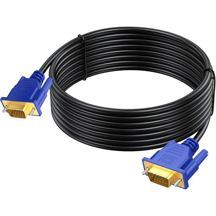 VGA0166 - URELEGAN VGA to VGA M/M Cable 15 Feet, Computer VGA Monitor Cable 1080P Full HD Male to Male Cord HD15, Engineering Brade Cord 15FT for Computer PC Monitor Laptop TV Projector and More