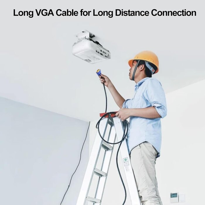 VGA0166 - URELEGAN VGA to VGA M/M Cable 15 Feet, Computer VGA Monitor Cable 1080P Full HD Male to Male Cord HD15, Engineering Brade Cord 15FT for Computer PC Monitor Laptop TV Projector and More