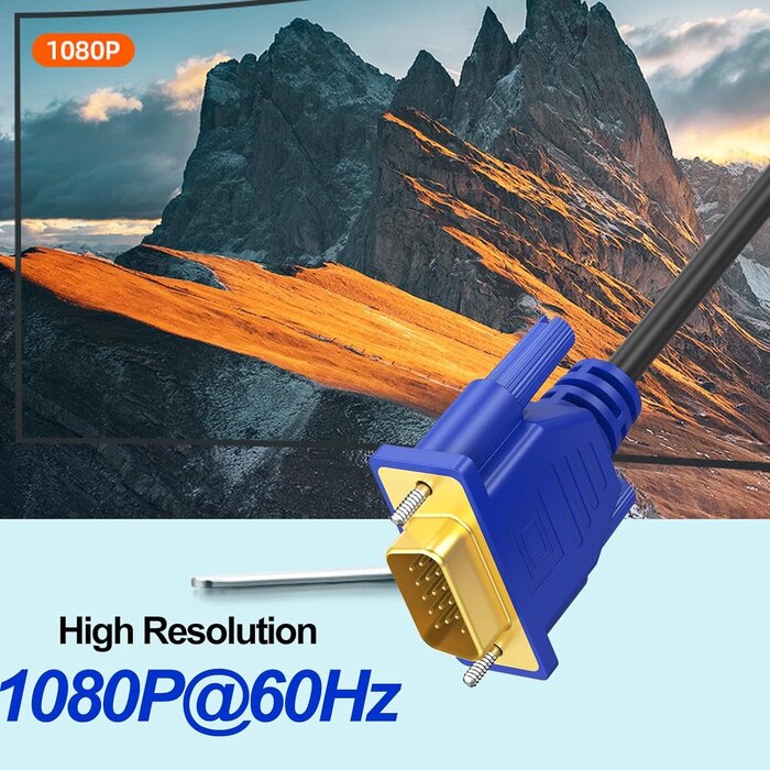 VGA0166 - URELEGAN VGA to VGA M/M Cable 15 Feet, Computer VGA Monitor Cable 1080P Full HD Male to Male Cord HD15, Engineering Brade Cord 15FT for Computer PC Monitor Laptop TV Projector and More