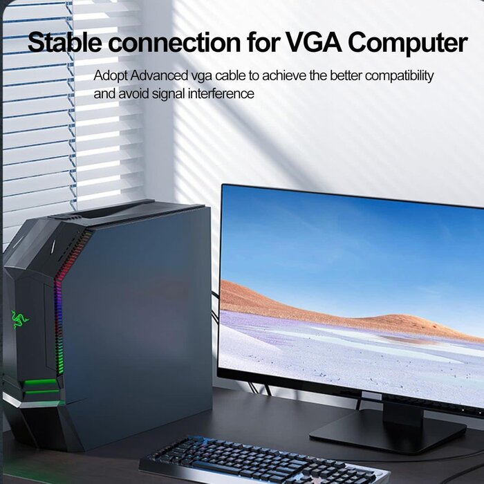 VGA0166 - URELEGAN VGA to VGA M/M Cable 15 Feet, Computer VGA Monitor Cable 1080P Full HD Male to Male Cord HD15, Engineering Brade Cord 15FT for Computer PC Monitor Laptop TV Projector and More