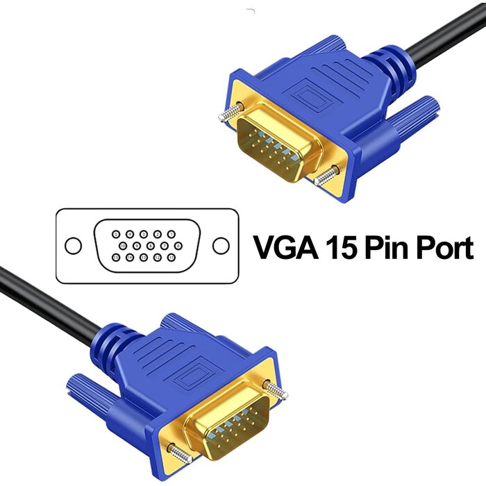 VGA0166 - URELEGAN VGA to VGA M/M Cable 15 Feet, Computer VGA Monitor Cable 1080P Full HD Male to Male Cord HD15, Engineering Brade Cord 15FT for Computer PC Monitor Laptop TV Projector and More