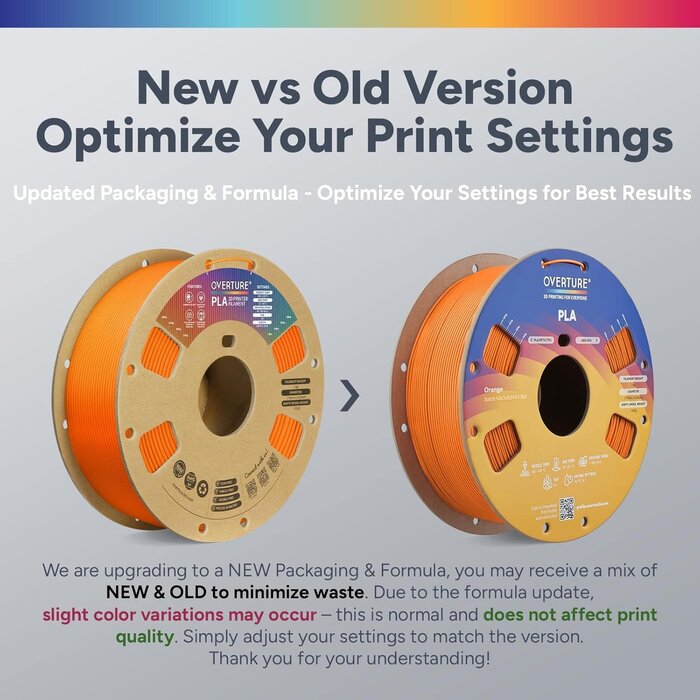 OVPLA-ORNG - OVERTURE Orange PLA Filament 1.75mm PLA 3D Printer Filament, 1kg Cardboard Spool (2.2lbs), Dimensional Accuracy +/- 0.02mm, Fit Most FDM Printer