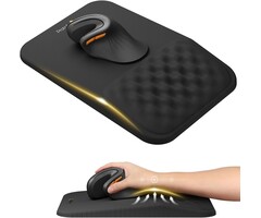MP50 - ProtoArc Ergonomic Mouse Pad with Wrist Rest, MP50 Mousepad with Massage Design, Soft Memory Foam and Non-Slip PU Base for Pain Relief, Desk, Home, Office, 12x8 Inches, Black