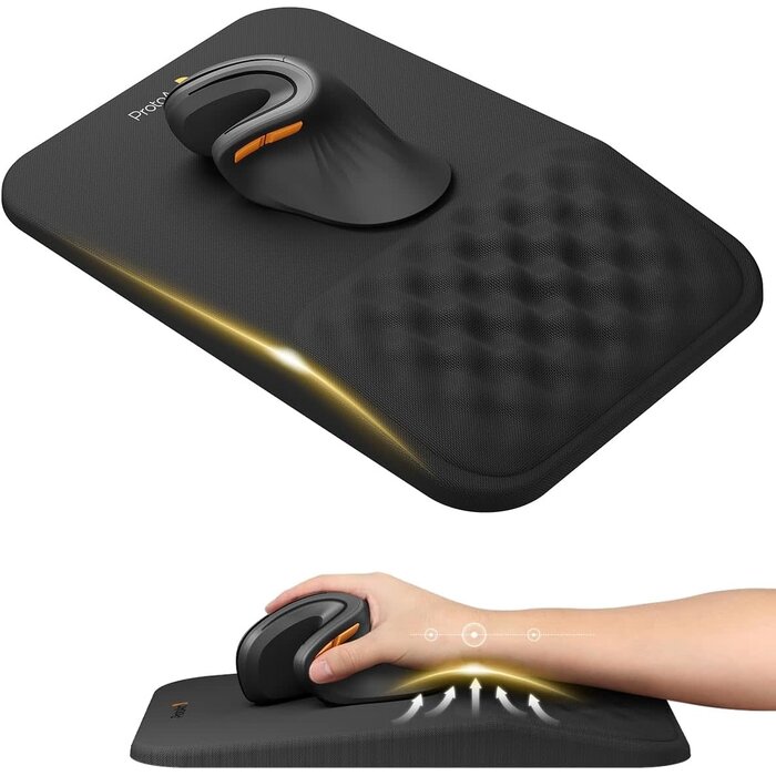 MP50 - ProtoArc Ergonomic Mouse Pad with Wrist Rest, MP50 Mousepad with Massage Design, Soft Memory Foam and Non-Slip PU Base for Pain Relief, Desk, Home, Office, 12x8 Inches, Black