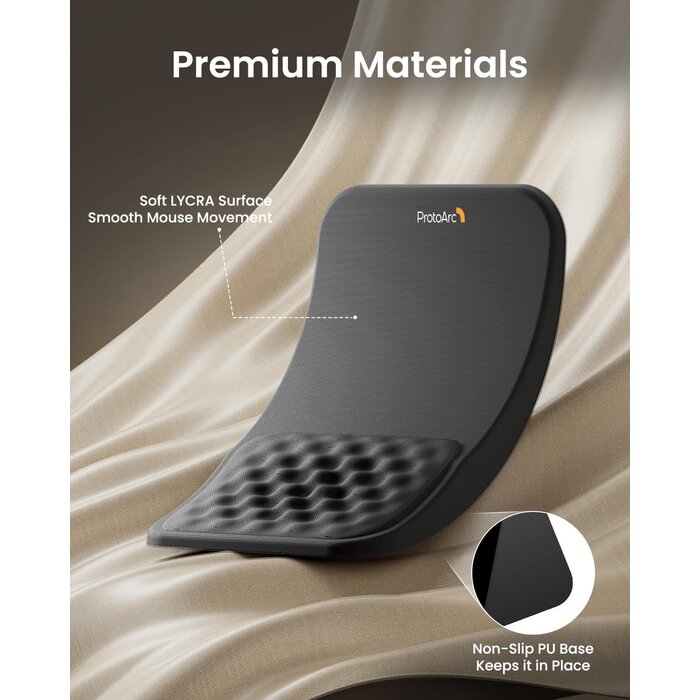 MP50 - ProtoArc Ergonomic Mouse Pad with Wrist Rest, MP50 Mousepad with Massage Design, Soft Memory Foam and Non-Slip PU Base for Pain Relief, Desk, Home, Office, 12x8 Inches, Black