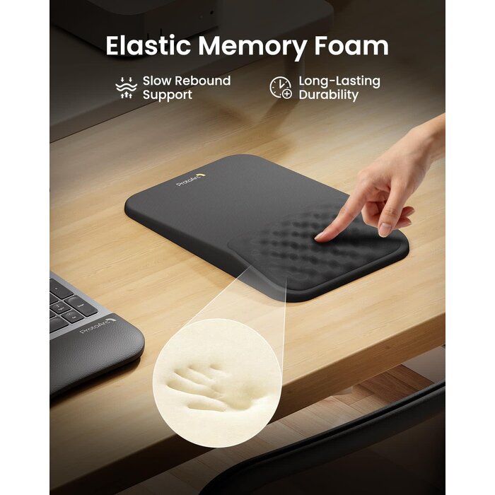 MP50 - ProtoArc Ergonomic Mouse Pad with Wrist Rest, MP50 Mousepad with Massage Design, Soft Memory Foam and Non-Slip PU Base for Pain Relief, Desk, Home, Office, 12x8 Inches, Black