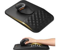 MP50-LTHR - ProtoArc Ergonomic PU Leather Mouse Pad with Wrist Rest, Mousepad with Massage Design, Soft Memory Foam and Non-Slip PU Base for Pain Relief, Desk, Home, Office, 12x8 Inches, Black