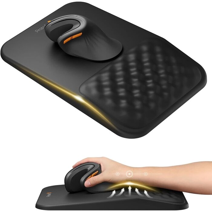 MP50-LTHR - ProtoArc Ergonomic PU Leather Mouse Pad with Wrist Rest, Mousepad with Massage Design, Soft Memory Foam and Non-Slip PU Base for Pain Relief, Desk, Home, Office, 12x8 Inches, Black