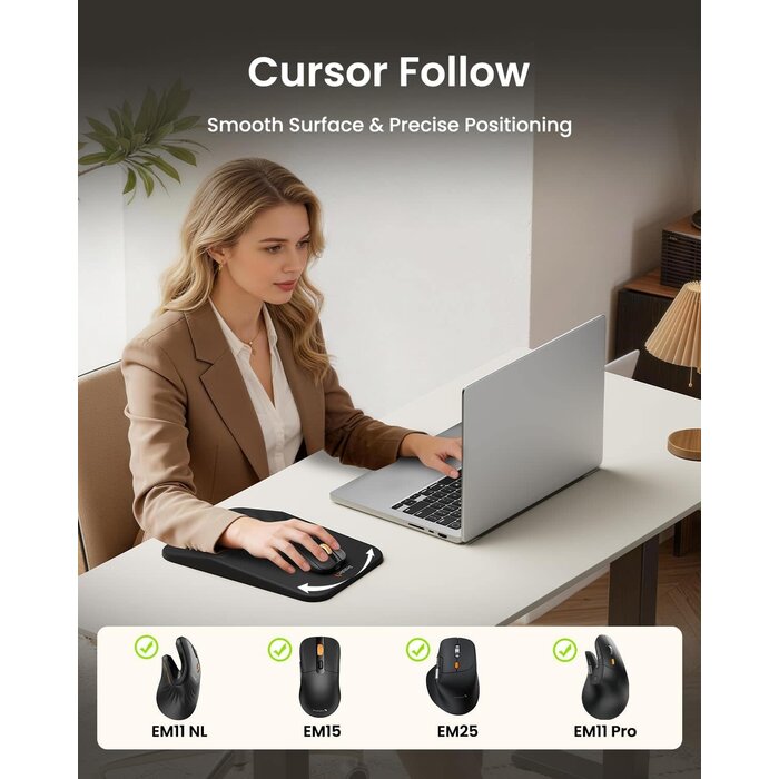 MP50-LTHR - ProtoArc Ergonomic PU Leather Mouse Pad with Wrist Rest, Mousepad with Massage Design, Soft Memory Foam and Non-Slip PU Base for Pain Relief, Desk, Home, Office, 12x8 Inches, Black