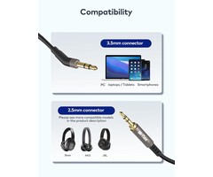 ZMDDE-01 - Mr Rex 3.5mm Male to 2.5mm Male Aux Cable, 5ft for Bose 700 QuietComfort QC45 QC35II QC35 QC25 Noise Cancelling Headphones, JBL E45BT E55BT E65BTNC Bluetooth Earphone, Audio Replacement Wire