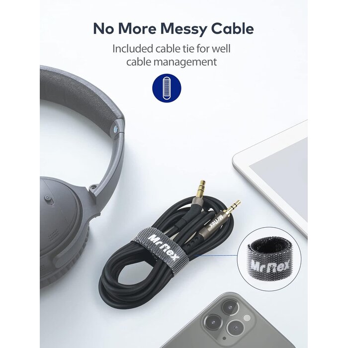 ZMDDE-01 - Mr Rex 3.5mm Male to 2.5mm Male Aux Cable, 5ft for Bose 700 QuietComfort QC45 QC35II QC35 QC25 Noise Cancelling Headphones, JBL E45BT E55BT E65BTNC Bluetooth Earphone, Audio Replacement Wire