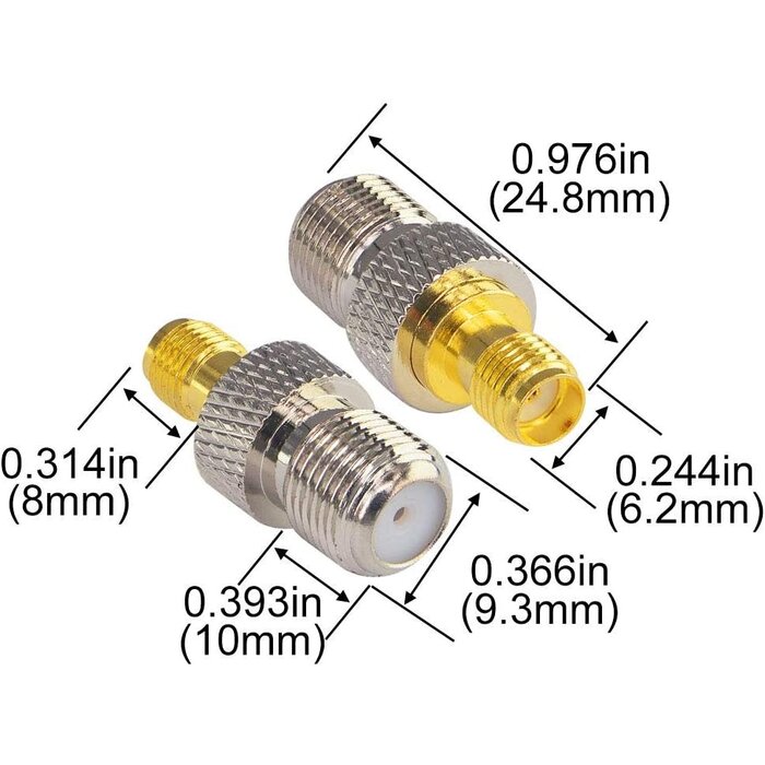A31 - CNARIO SMA Female to F Female Coaxial Adapter RF Coax Connector F Type to SMA Antenna Adapter for FM/AM/DAB Digital Radio Antennas Broadcast Radio TV Camera WiFi etc