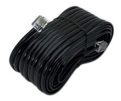 Bistras 50' Foot Black Telephone Extension Cord Cable Line Wire RJ-11