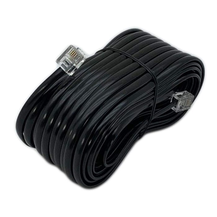 Bistras 50' Foot Black Telephone Extension Cord Cable Line Wire RJ-11