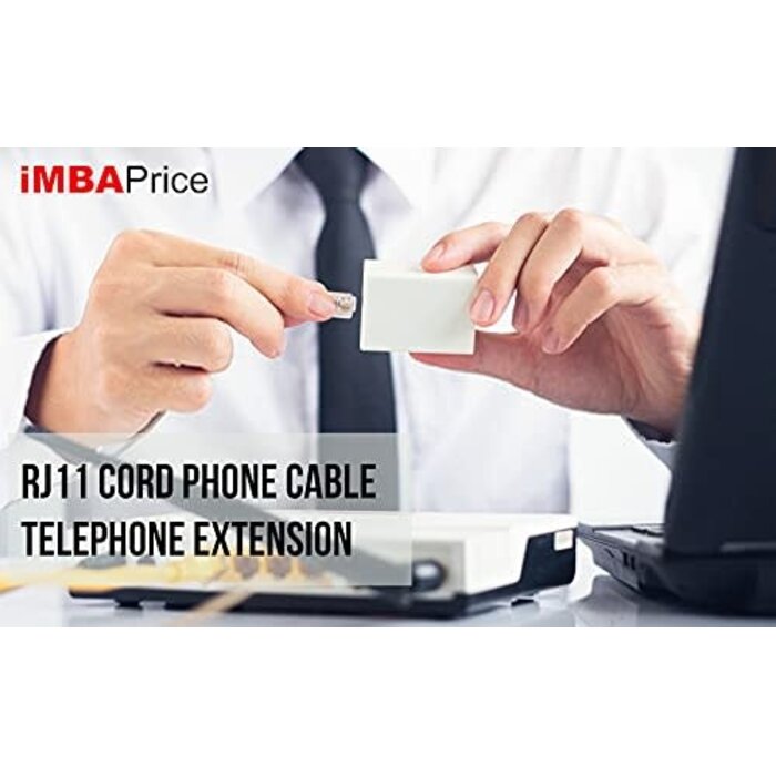 Bistras 50' Foot Black Telephone Extension Cord Cable Line Wire RJ-11