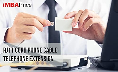 Bistras 50' Foot Black Telephone Extension Cord Cable Line Wire RJ-11