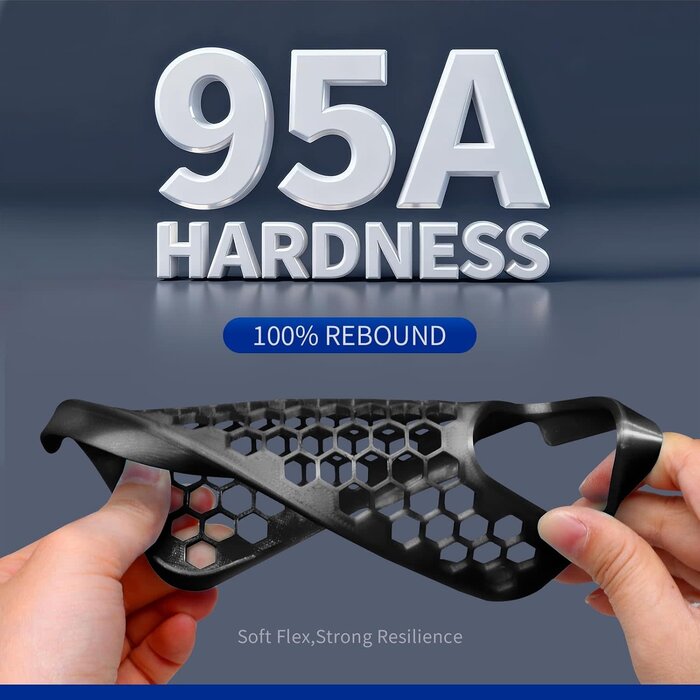 TPU-BLK - EONO3D Black TPU 95A Filament 1.75mm, Flexible 3D Printer Filament 1kg (2.2lbs), Soft Elastic & Durable, Easy Print No Stringing, High Strength for Phone Case, Wearables & Functional Parts