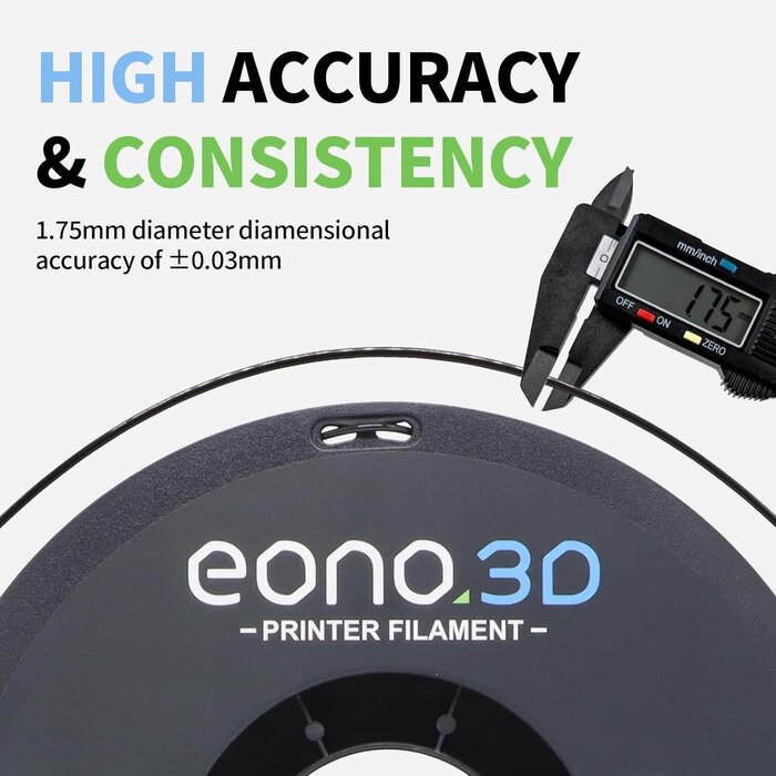 TPU-BLK - EONO3D Black TPU 95A Filament 1.75mm, Flexible 3D Printer Filament 1kg (2.2lbs), Soft Elastic & Durable, Easy Print No Stringing, High Strength for Phone Case, Wearables & Functional Parts