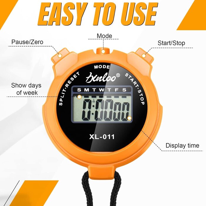 FQA1071 - TOODOO Multi Function Digital Stopwatch Timer Bulk Sports Stopwatch with Lanyard Plastic Display Waterproof Date Time Alarm Timer for Coaches Fitness Referees