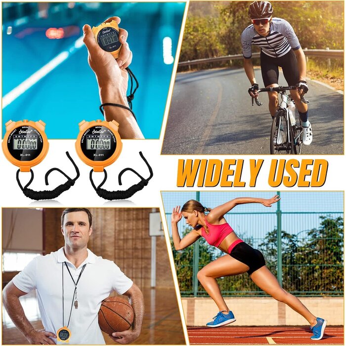 FQA1071 - TOODOO Multi Function Digital Stopwatch Timer Bulk Sports Stopwatch with Lanyard Plastic Display Waterproof Date Time Alarm Timer for Coaches Fitness Referees