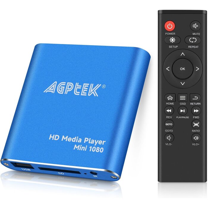 HA0053-NCUSF - MYPIN HDMI Multi-Media MP4 Player, Blue Mini 1080p Full-HD Ultra HDMI MP4 Player for -MKV/RM/ MP4 / AVI etc- HDD USB Flash Drive/HDD and SD Card