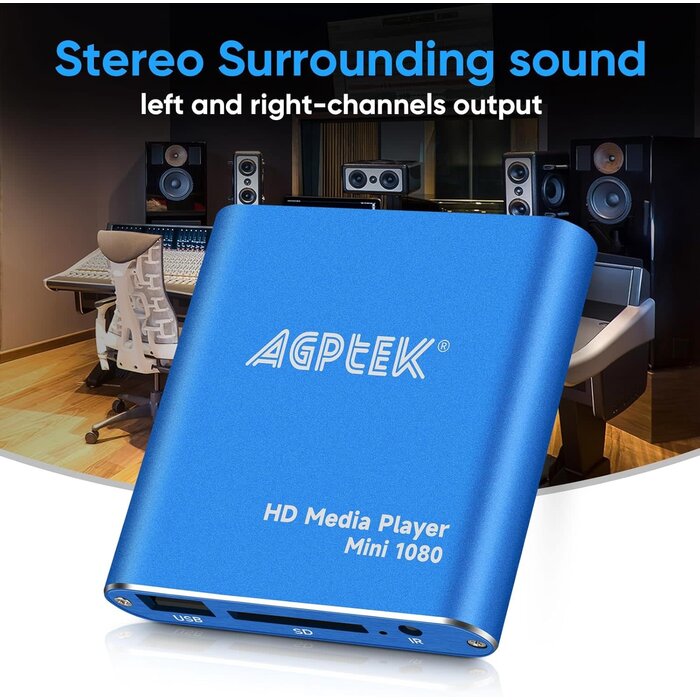 HA0053-NCUSF - MYPIN HDMI Multi-Media MP4 Player, Blue Mini 1080p Full-HD Ultra HDMI MP4 Player for -MKV/RM/ MP4 / AVI etc- HDD USB Flash Drive/HDD and SD Card