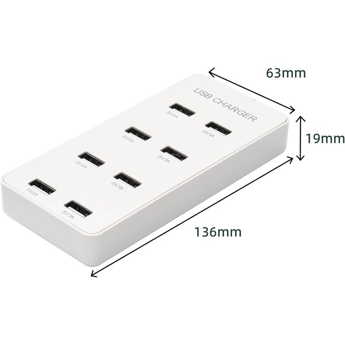YXY-U8 - YiMoXiuYuan 60W 8-Port USB-A Desktop Portable Charging Station, Suitable for Charging Multiple Devices simultaneously, Super Compatible with Mobile Phones, Tablets, Bluetooth Earphones, and Other USB Charging Devices