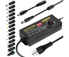 3-24V-5AMP-120W - Meiyue Adjustable Power Supply 3V~24V 5A 120W Universal 100V-240V AC/DC Power Adapter Converter 8V 12V 15V 18V 19V 20V 24V Power Supply with 14 DC Tips&Polarity Converter for LED Strip Light Printer Speaker