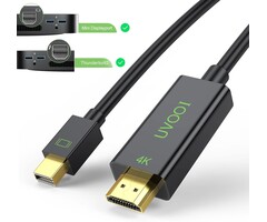 MINI-DP2HDMI-6FT -  UVOOI 4K Mini DisplayPort to HDMI Cable 6FT, Mini DP to HDMI Cable Adapter (4K@30Hz, 2K@60Hz, 1080P@120Hz) Compatible with Thunderbolt 2, MacBook Air/Pro, Surface Pro/Dock, Projector, Monitor