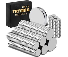 TRYMAG-255PC - TRYMAG Small Strong Magnets for 3D Printing, 255pc Rare Earth Neodymium Round Refrigerator Magnets for Crafts, Whiteboard, Home, Kitchen, Office, School