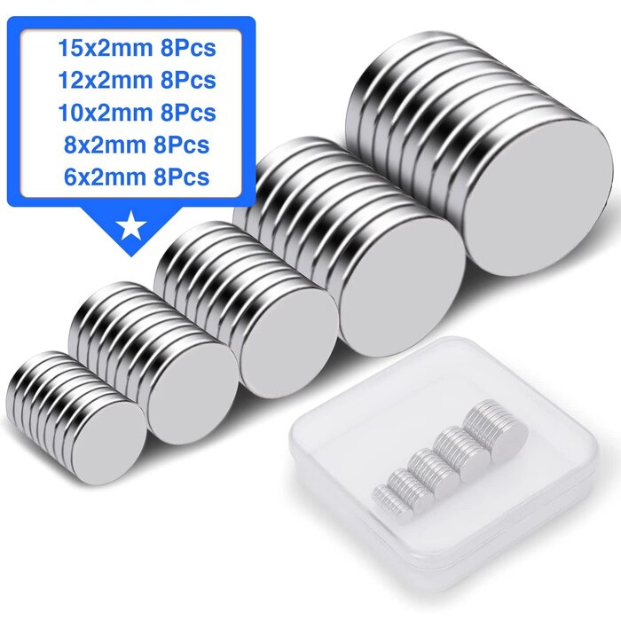 DIYMAG-40PC - DIYMAG Small Rare Earth Magnets, 40 Pack, 5 Sizes - Neodymium Magnets for 3D Printing, Refrigerator, DIY, Crafts, Kitchen & Office