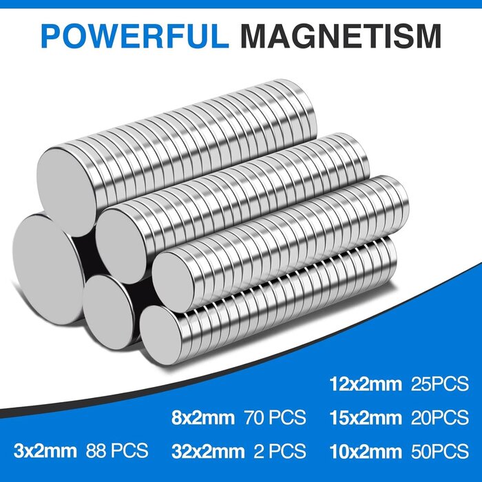 TRYMAG-255PC - TRYMAG Small Strong Magnets for 3D Printing, 255pc Rare Earth Neodymium Round Refrigerator Magnets for Crafts, Whiteboard, Home, Kitchen, Office, School