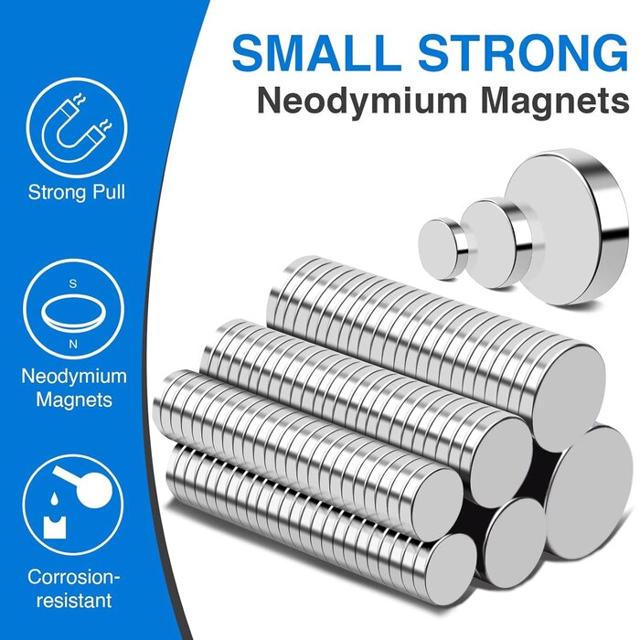 TRYMAG-255PC - TRYMAG Small Strong Magnets for 3D Printing, 255pc Rare Earth Neodymium Round Refrigerator Magnets for Crafts, Whiteboard, Home, Kitchen, Office, School