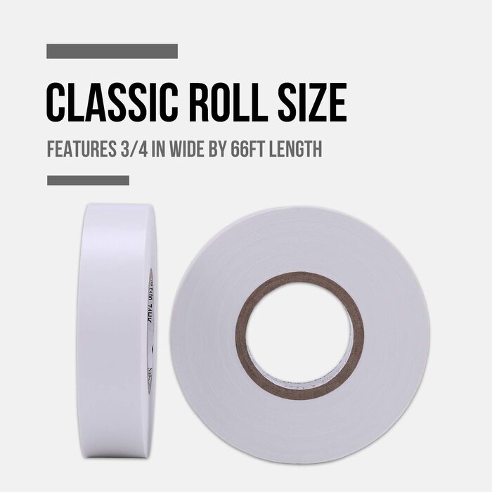 JH-TS-0242 - Lichamp White Electrical Tape Waterproof, 3/4in x 66ft, Industrial Grade UL/CSA Listed High Temp Electrical Tape Electric Super Vinyl