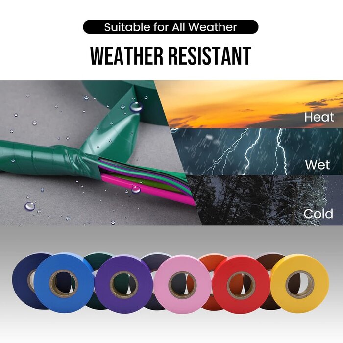ETS-2075C2 - Lichamp Colored Electrical Tape Waterproof, 3/4 in x 66ft, Industrial Grade UL/CSA Listed High Temp Electrical Tape Colors Electric Super Vinyl, 2075C2