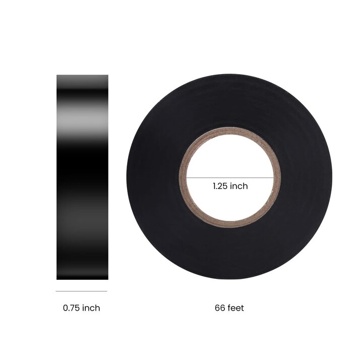JAS18160 - Lichamp Black Electrical Tape Waterproof, 3/4in x 66ft, Industrial Grade UL/CSA Listed High Temp Electrical Tape Electric Super Vinyl