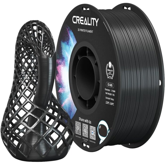 Creality CR-ABS-BLK - Creality Black ABS 3D Printer Filament 1.75mm, 1kg, 3D Printer Filament, Excellent Resistance, Odorless Non-Toxic, Stability, Tough, 1kg (2.2lbs) Printing Filament for 3D Printer (Black)