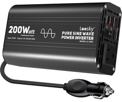 PS-PINV-200W - Leesky Pure Sine Wave Car Inverter 200 Watt 12V DC to 110V 120V AC Car Power Inverter Converter with 30W PD USB-C & QC3.0 USB-A Fast Charging for Vehicle Truck RV